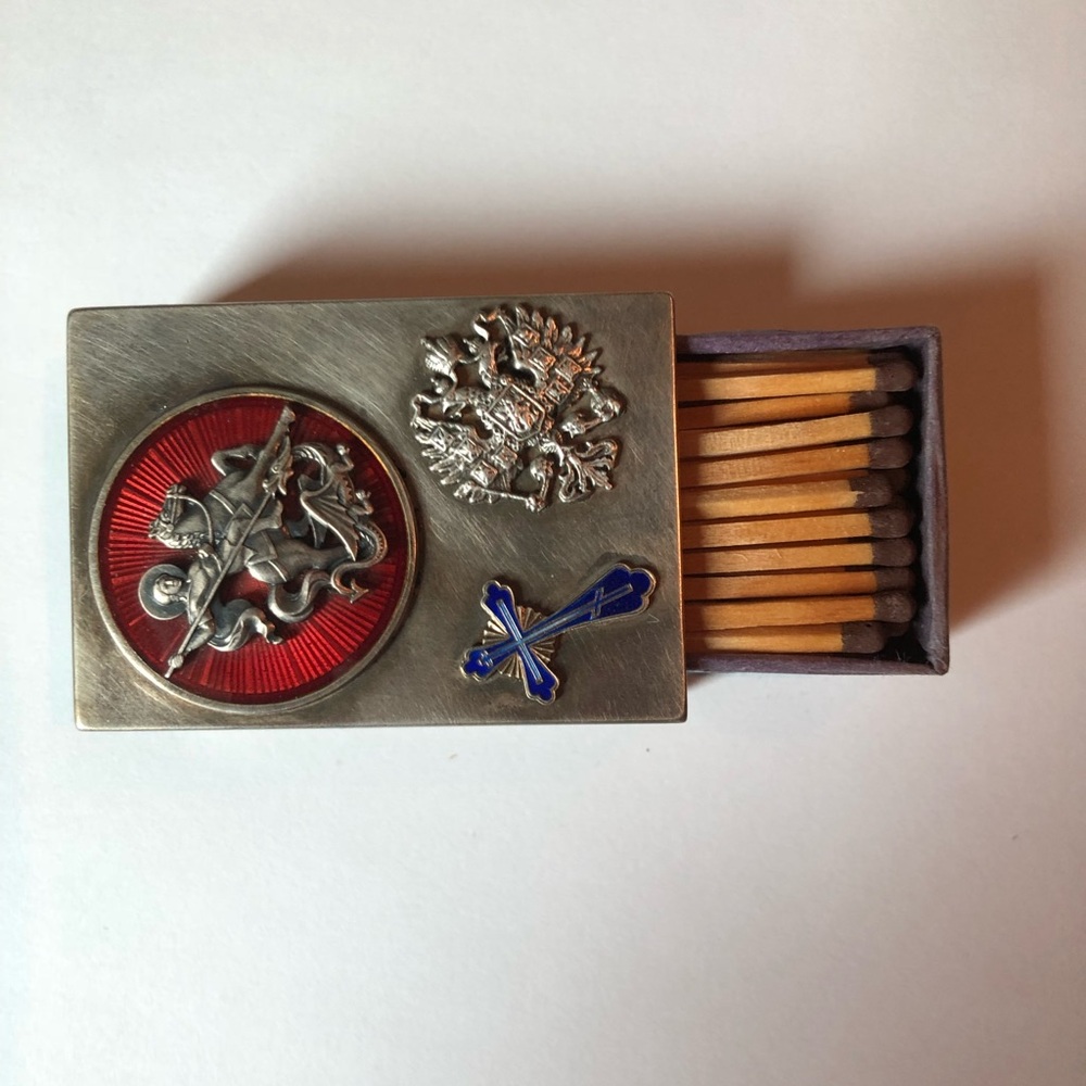 Antique fabrege match box in Sterling silver